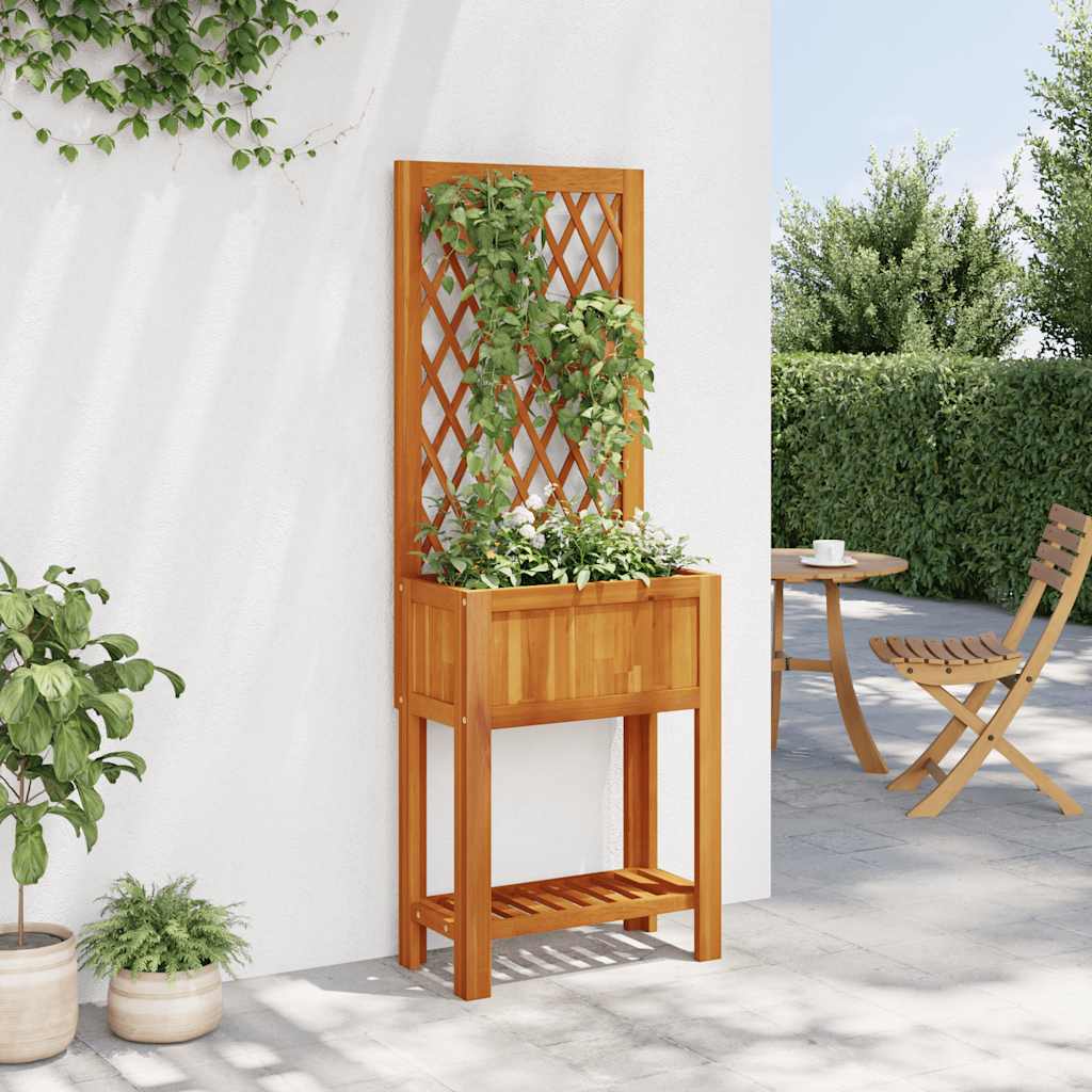 Fioriera con Traliccio e Ripiano 55x29,5x152 cm in Legno Acacia | homemem39