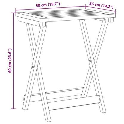 Tavolo da Giardino Pieghevole 50x36x60 cm Legno Massello Acacia | homemem39