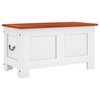 Cassapanca con Coperchio Marrone e Bianco Legno Massello Acacia - homemem39