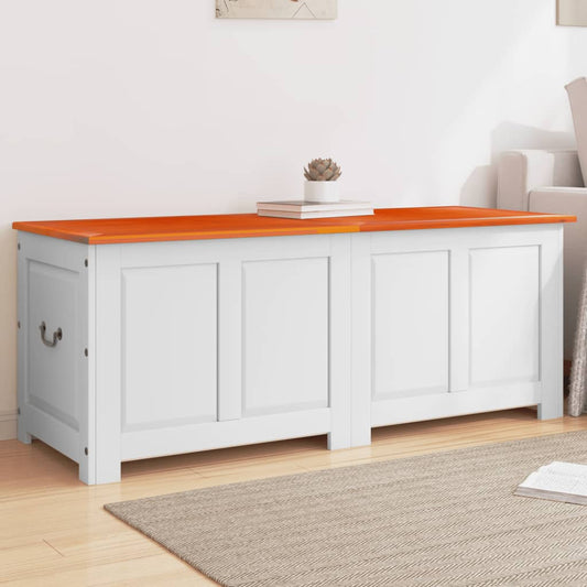 Cassapanca con Coperchio Marrone e Bianco Legno Massello Acacia - homemem39