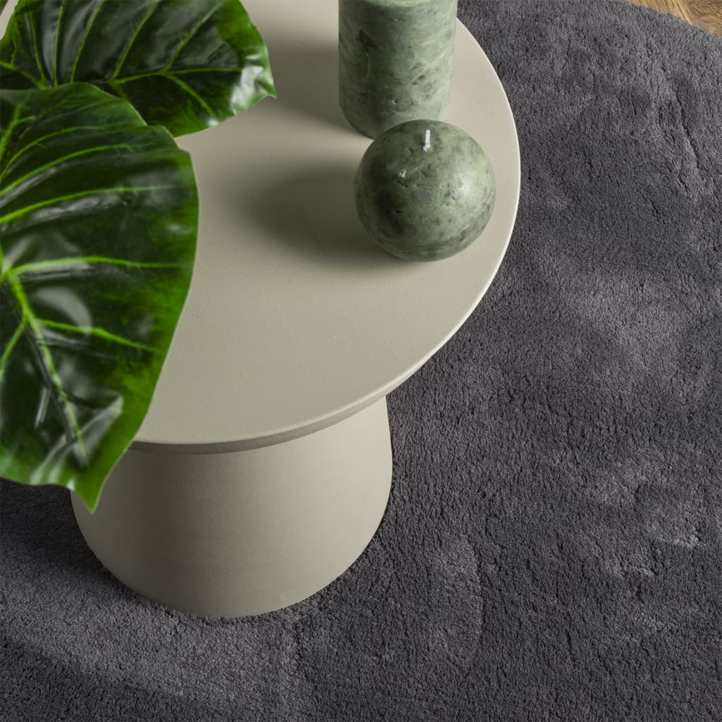 Tappeto a Pelo Corto HUARTE Morbido e Lavabile Antracite Ø100cm