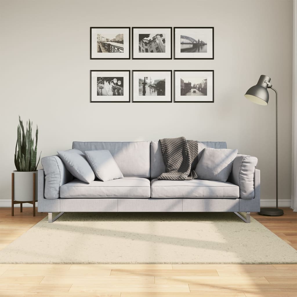 Tappeto a Pelo Corto HUARTE Morbido e Lavabile Crema 160x160 cm - homemem39