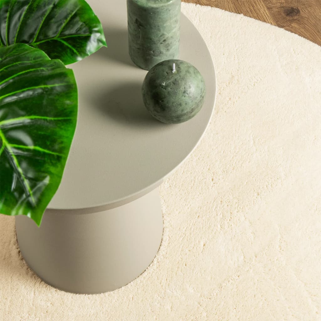 Tappeto a Pelo Corto HUARTE Morbido e Lavabile Crema Ø 160 cm