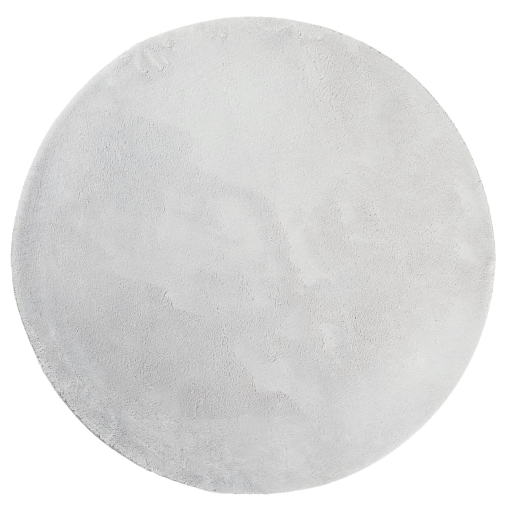 Tappeto a Pelo Corto HUARTE Morbido e Lavabile Grigio Ø 80 cm - homemem39