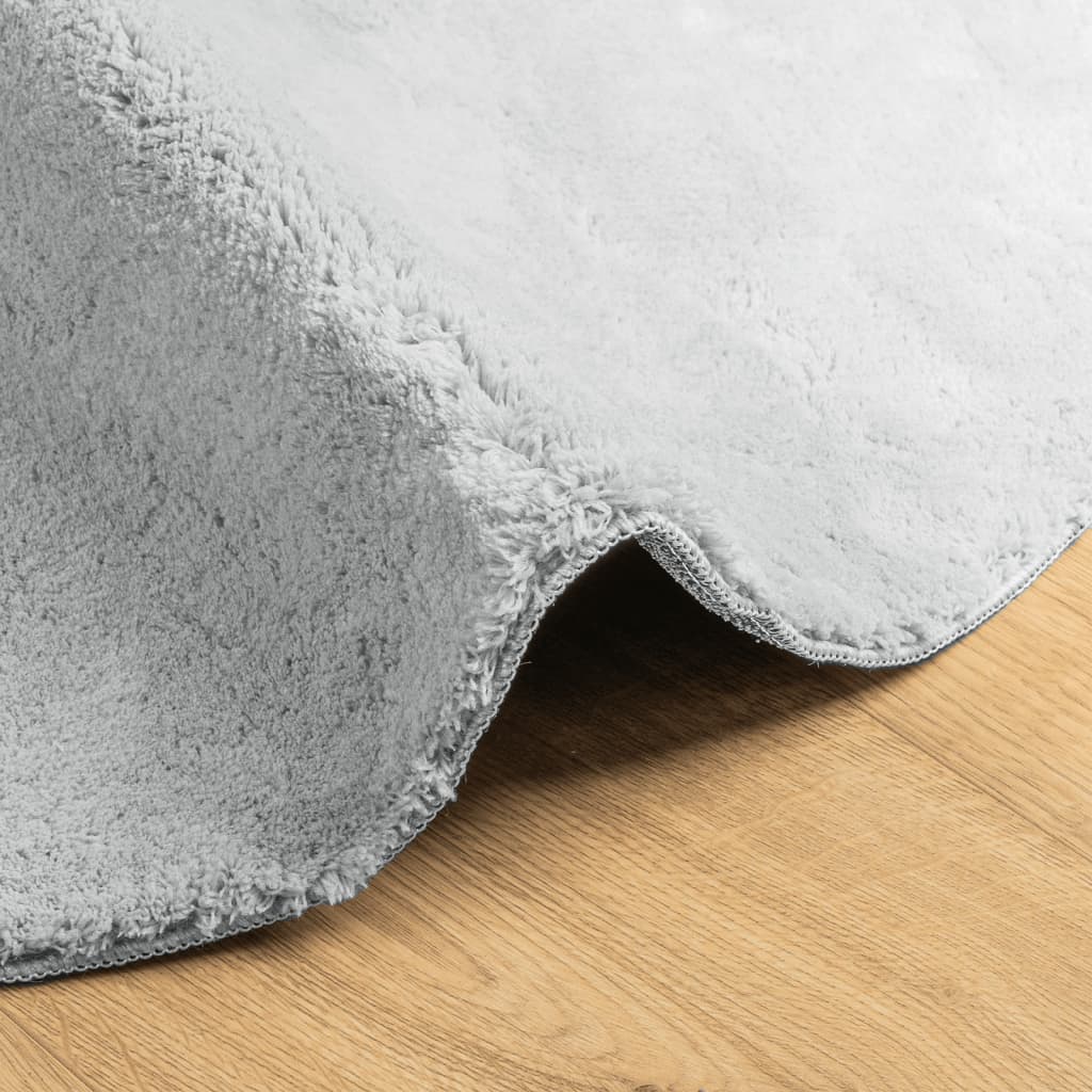 Tappeto a Pelo Corto HUARTE Morbido e Lavabile Grigio Ø 80 cm - homemem39