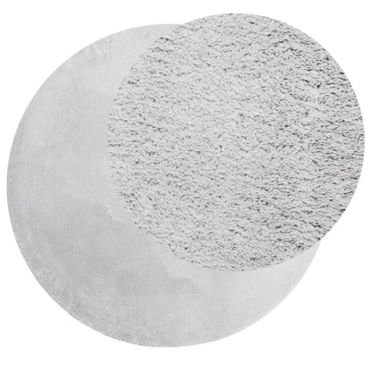 Tappeto a Pelo Corto HUARTE Morbido e Lavabile Grigio Ø 120 cm - homemem39