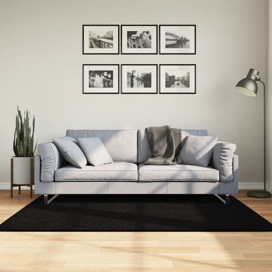 Tappeto a Pelo Corto HUARTE Morbido e Lavabile Nero 120x170cm - homemem39