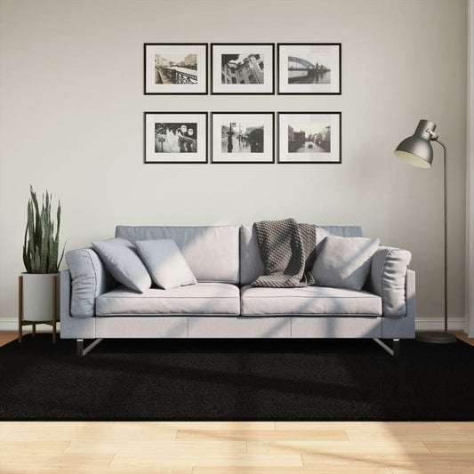 Tappeto a Pelo Corto HUARTE Morbido e Lavabile Nero 160x230cm - homemem39