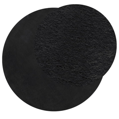 Tappeto a Pelo Corto HUARTE Morbido e Lavabile Nero Ø 160 cm - homemem39