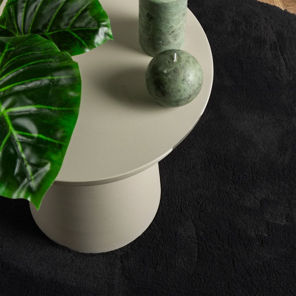 Tappeto a Pelo Corto HUARTE Morbido e Lavabile Nero Ø 200 cm