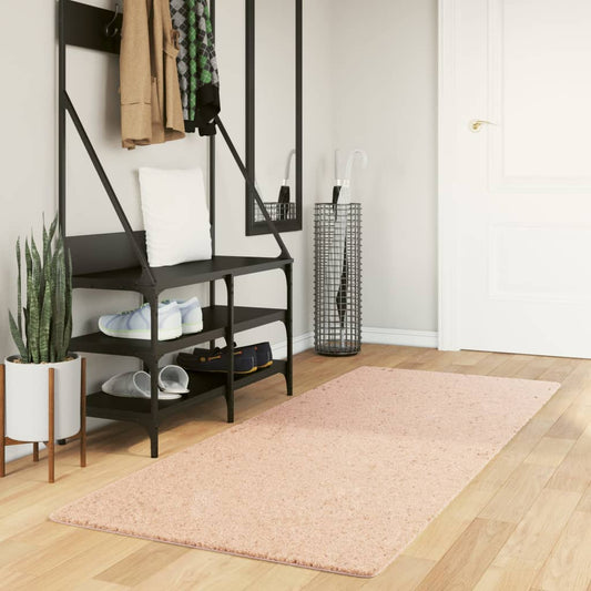 Tappeto a Pelo Corto HUARTE Morbido e Lavabile Rosato 80x200 cm - homemem39