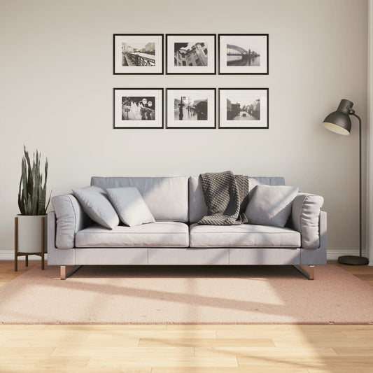 Tappeto a Pelo Corto HUARTE Morbido e Lavabile Rosato 140x200cm - homemem39