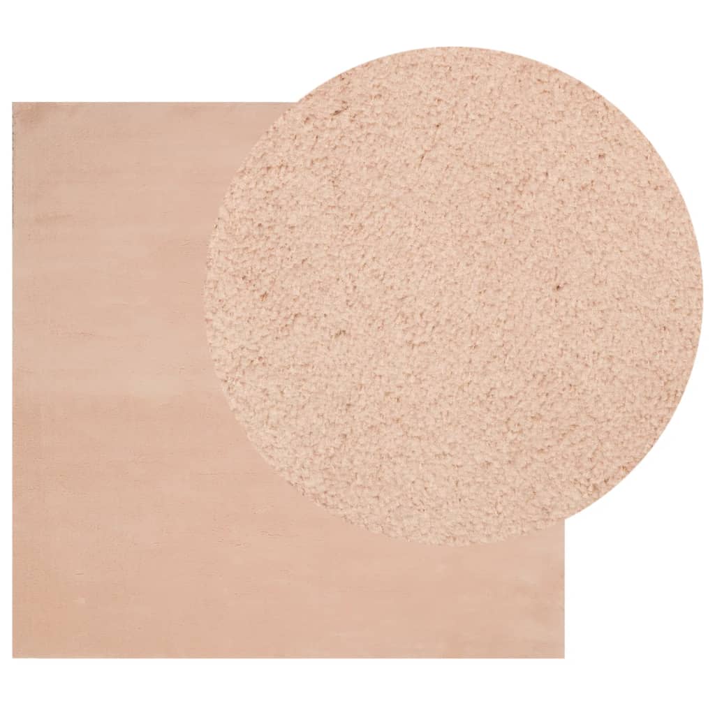 Tappeto a Pelo Corto HUARTE Morbido e Lavabile Rosato 160x160cm - homemem39