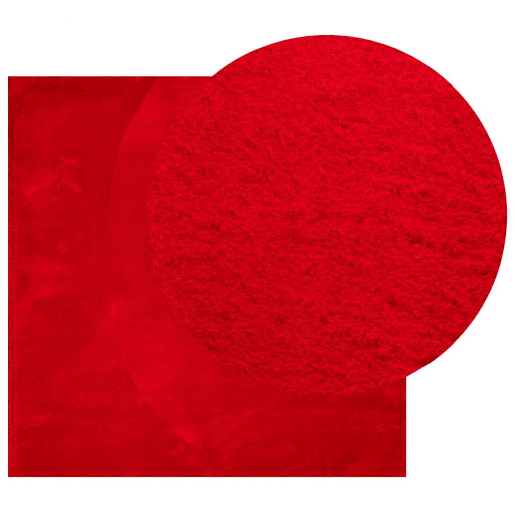 Tappeto a Pelo Corto HUARTE Morbido e Lavabile Rosso 160x160cm - homemem39