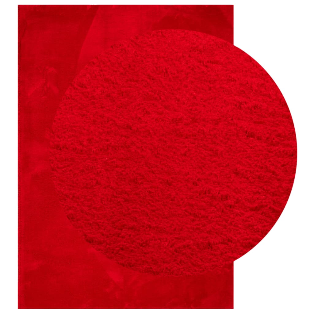 Tappeto a Pelo Corto HUARTE Morbido e Lavabile Rosso 240x340cm - homemem39