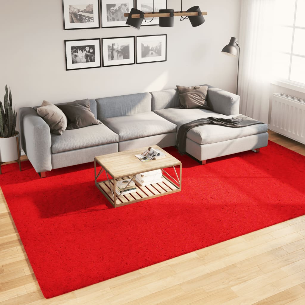 Tappeto a Pelo Corto HUARTE Morbido e Lavabile Rosso 240x340cm - homemem39
