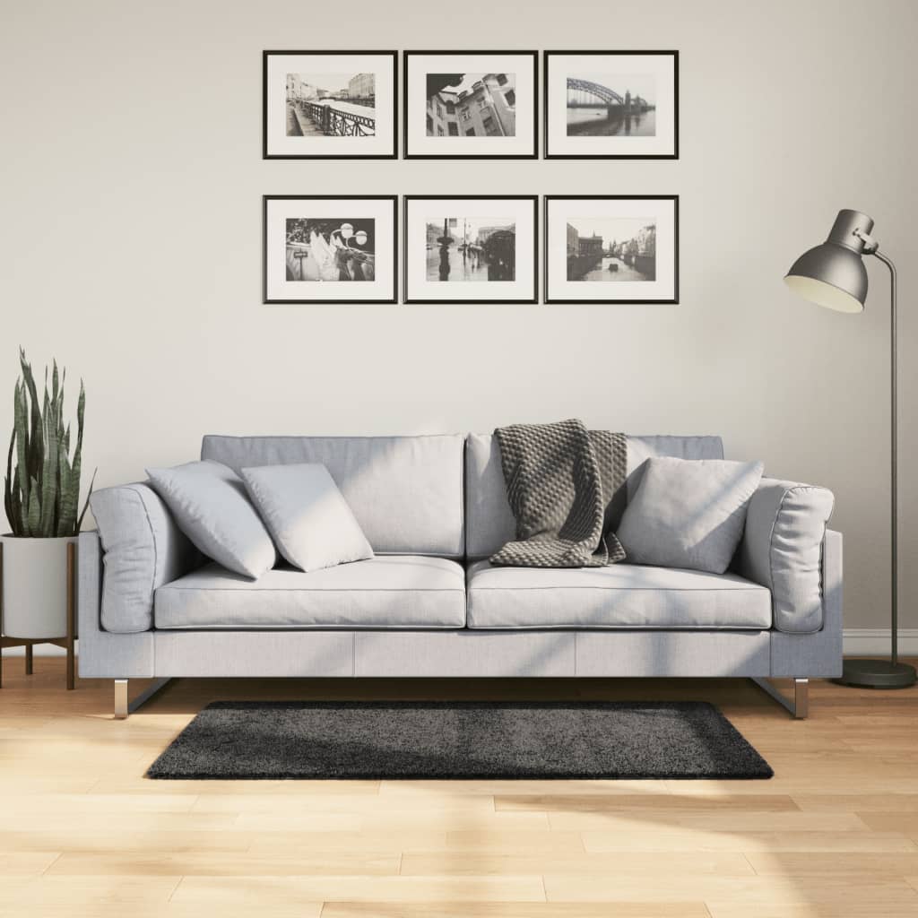 Tappeto Shaggy a Pelo Lungo Moderno Antracite 60x110 cm - homemem39