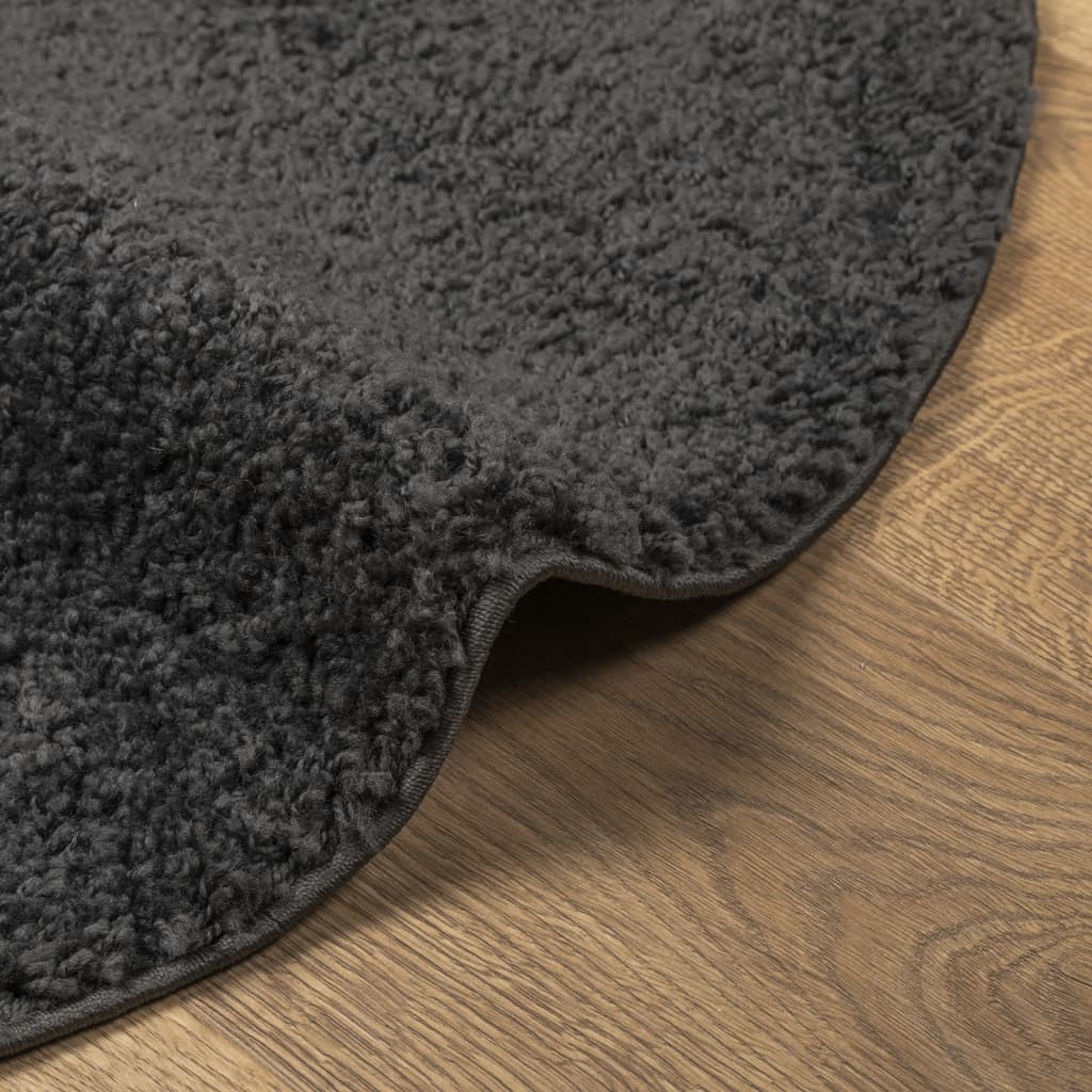 Tappeto Shaggy PAMPLONA a Pelo Lungo Moderno Nero Ø 80 cm | homemem39