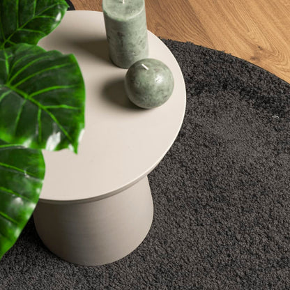 Tappeto Shaggy PAMPLONA a Pelo Lungo Moderno Nero Ø 80 cm | homemem39