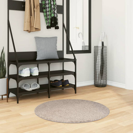 Tappeto Shaggy PAMPLONA a Pelo Lungo Moderno Beige Ø 80 cm