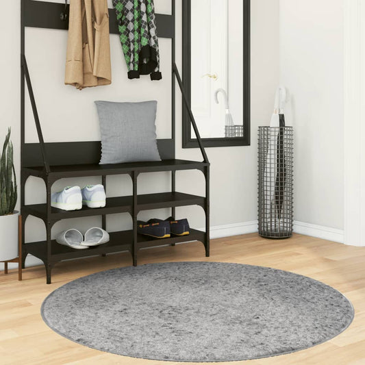 Tappeto Shaggy PAMPLONA a Pelo Lungo Moderno Grigio Ø 120 cm - homemem39