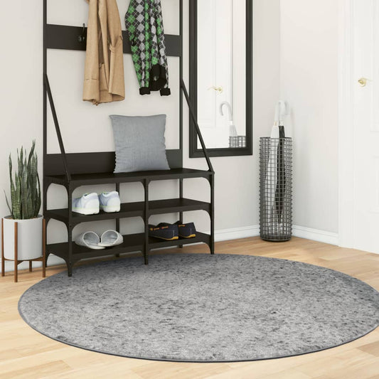 Tappeto Shaggy PAMPLONA a Pelo Lungo Moderno Grigio Ø 160 cm - homemem39