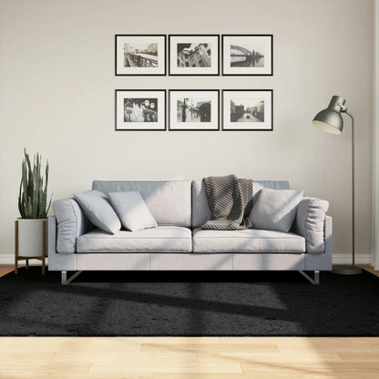 Tappeto Shaggy PAMPLONA a Pelo Lungo Moderno Nero 160x230 cm - homemem39