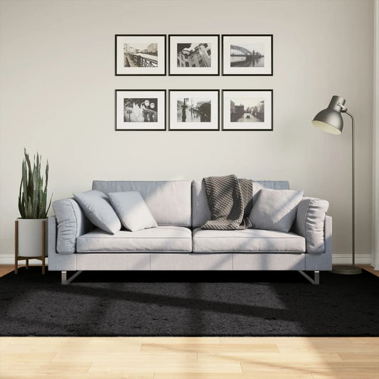 Tappeto Shaggy PAMPLONA a Pelo Lungo Moderno Nero 160x230 cm - homemem39