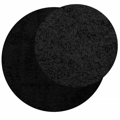Tappeto Shaggy PAMPLONA a Pelo Lungo Moderno Nero Ø 280 cm - homemem39