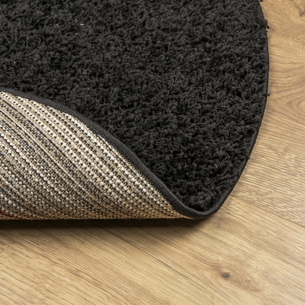 Tappeto Shaggy PAMPLONA a Pelo Lungo Moderno Nero Ø 280 cm - homemem39