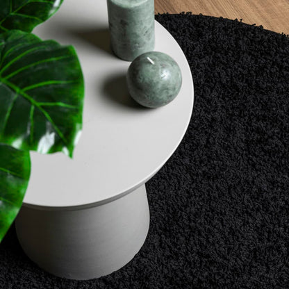 Tappeto Shaggy PAMPLONA a Pelo Lungo Moderno Nero Ø 280 cm - homemem39