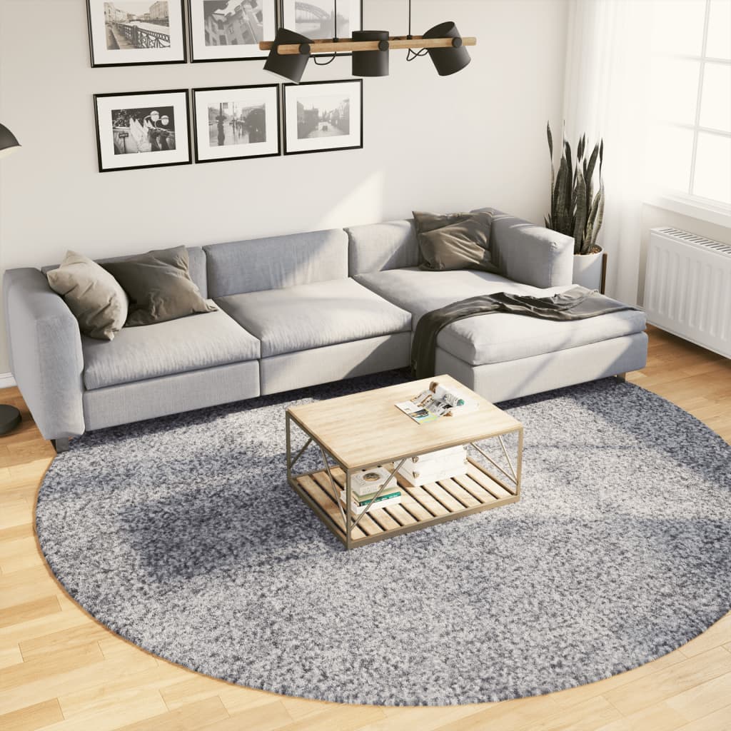 Tappeto Shaggy PAMPLONA a Pelo Lungo Moderno Blu Ø 280 cm | homemem39