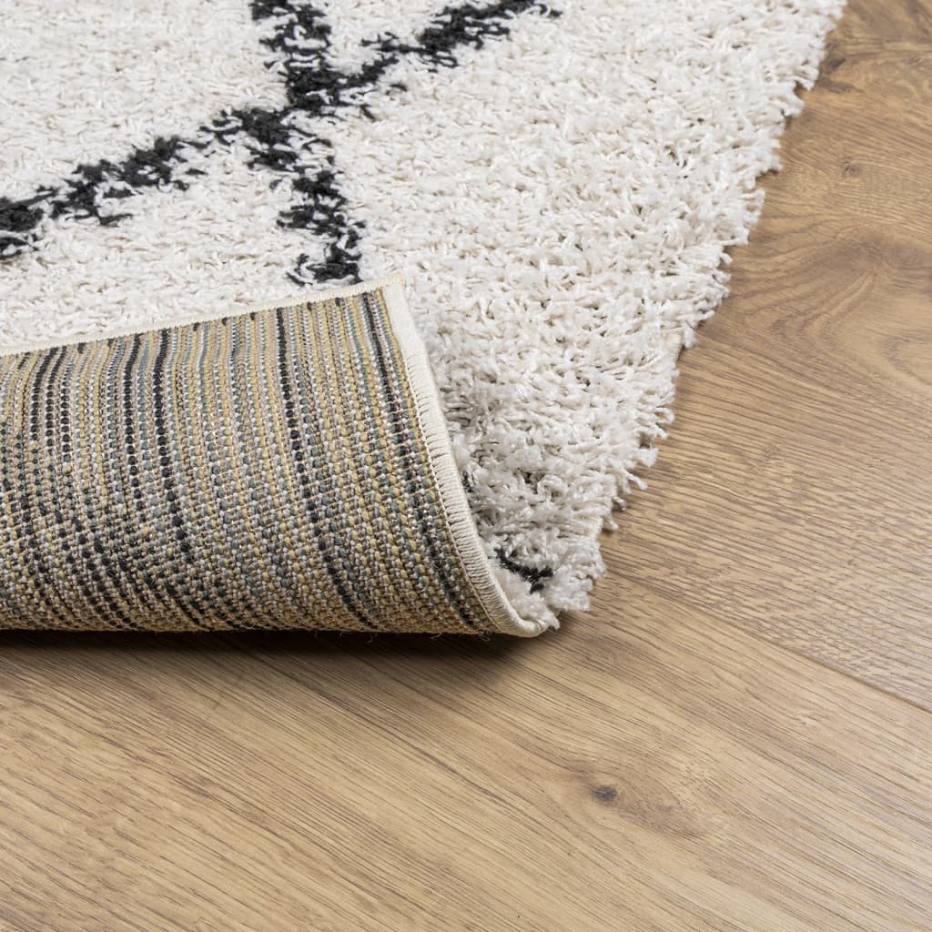 Tappeto Shaggy PAMPLONA a Pelo Lungo Crema e Nero 80x200 cm - homemem39