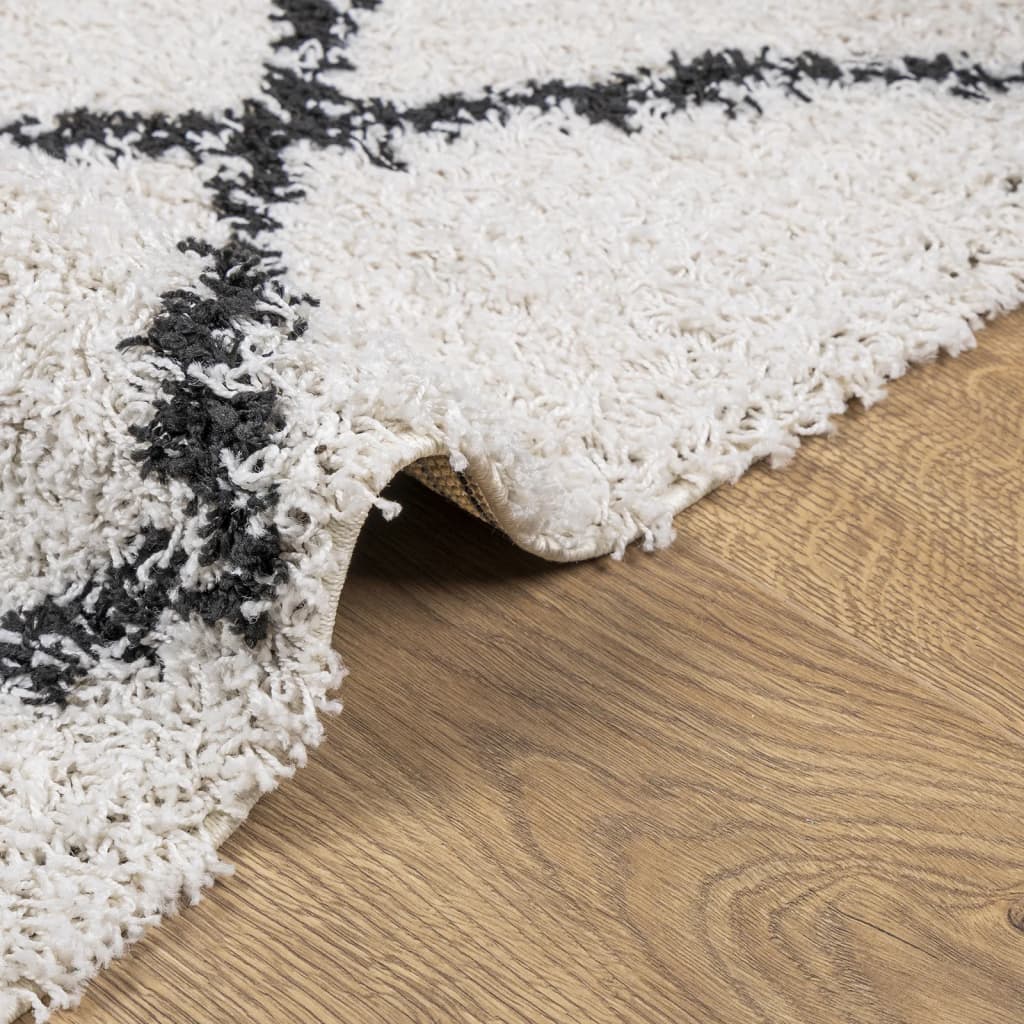 Tappeto Shaggy PAMPLONA a Pelo Lungo Crema e Nero 80x200 cm - homemem39