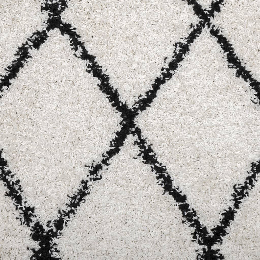 Tappeto Shaggy PAMPLONA a Pelo Lungo Crema e Nero 80x200 cm - homemem39