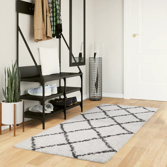 Tappeto Shaggy PAMPLONA a Pelo Lungo Crema e Nero 80x200 cm - homemem39