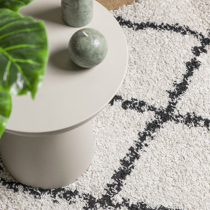 Tappeto Shaggy PAMPLONA a Pelo Lungo Crema e Nero 100x200 cm