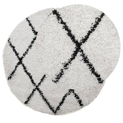 Tappeto Shaggy PAMPLONA a Pelo Lungo Crema e Nero Ø 200 cm - homemem39