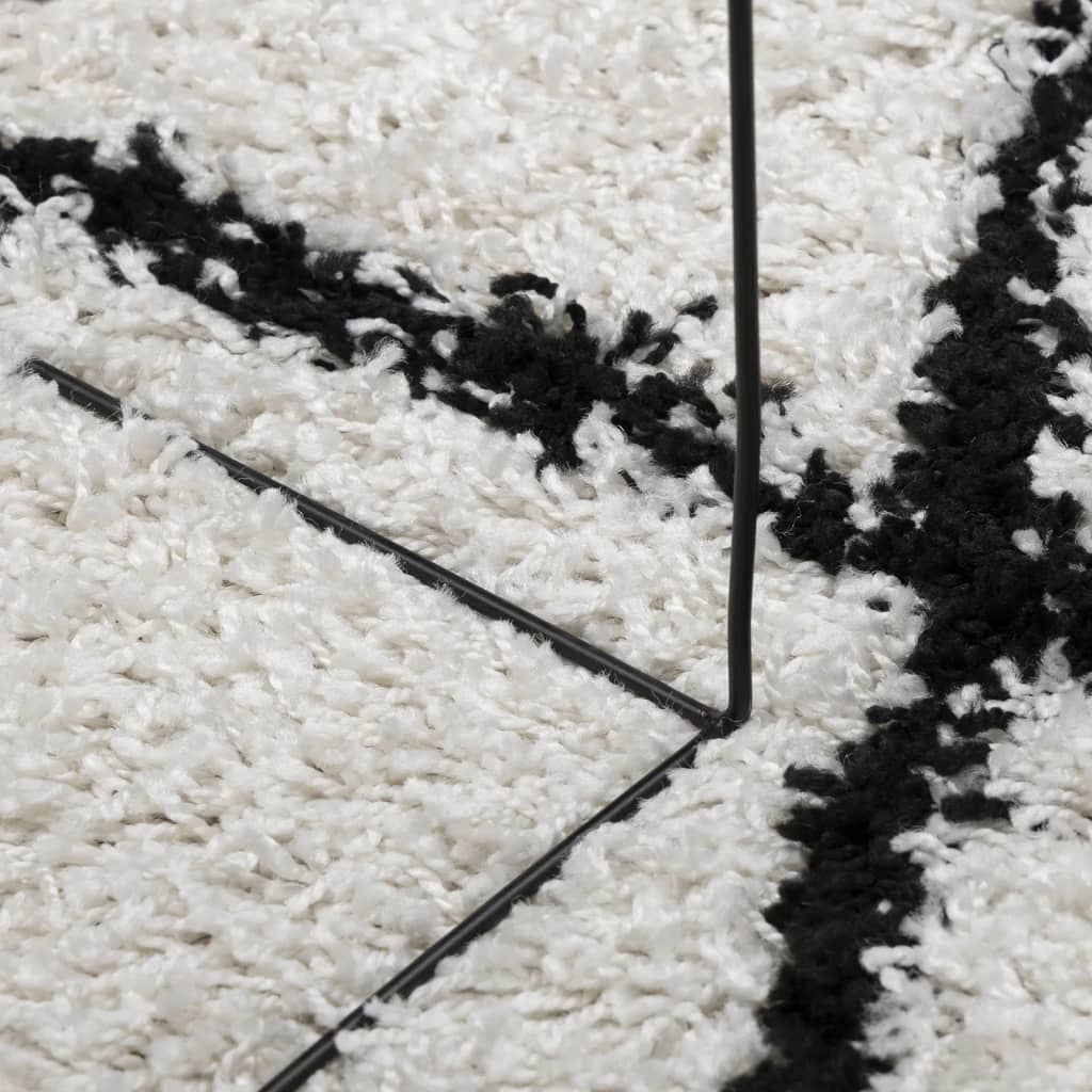 Tappeto Shaggy PAMPLONA a Pelo Lungo Crema e Nero Ø 200 cm - homemem39
