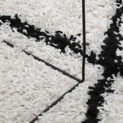 Tappeto Shaggy PAMPLONA a Pelo Lungo Crema e Nero Ø 200 cm - homemem39