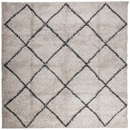 Tappeto Shaggy PAMPLONA Pelo Lungo Beige e Antracite 120x120cm - homemem39