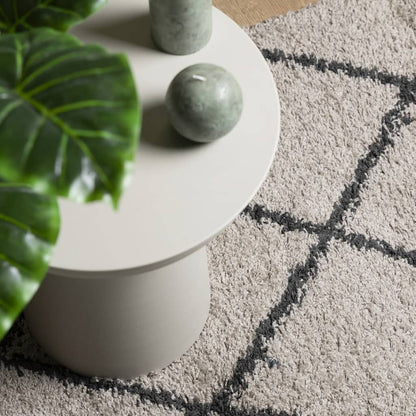 Tappeto Shaggy PAMPLONA Pelo Lungo Beige e Antracite 120x120cm - homemem39