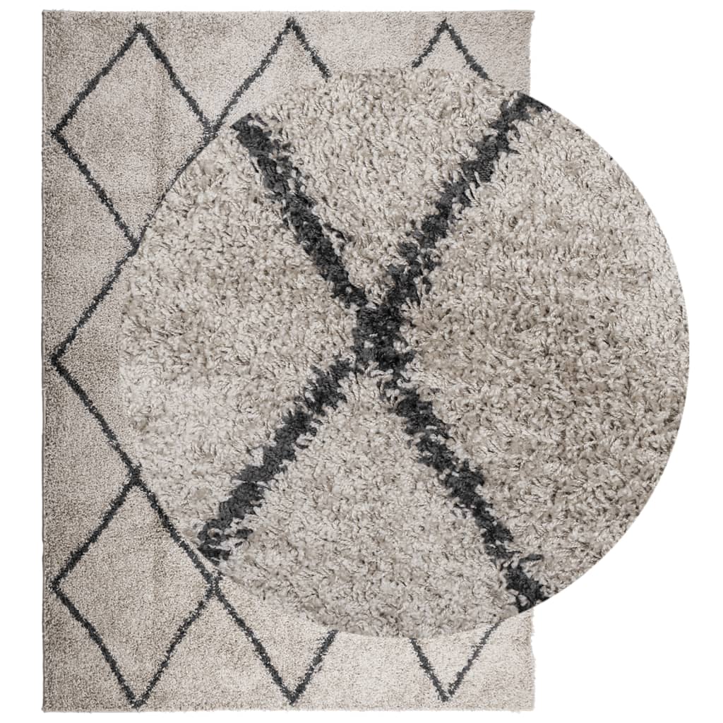Tappeto Shaggy PAMPLONA Pelo Lungo Beige e Antracite 120x170 cm - homemem39