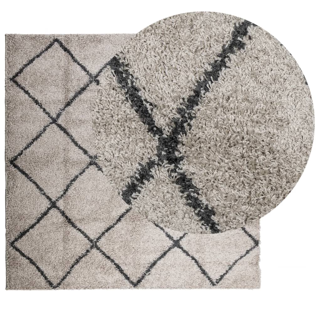 Tappeto Shaggy PAMPLONA Pelo Lungo Beige e Antracite 160x160 cm - homemem39