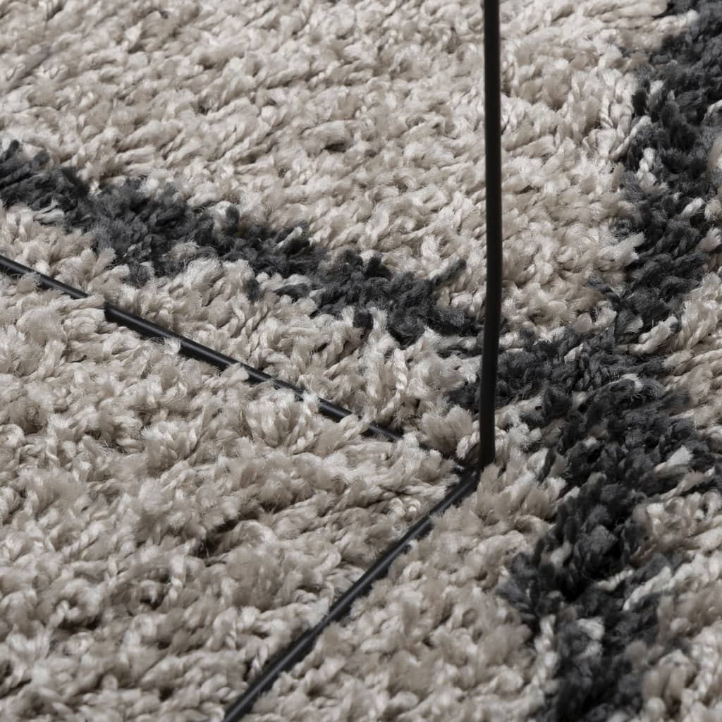 Tappeto Shaggy PAMPLONA Pelo Lungo Beige e Antracite 160x160 cm - homemem39