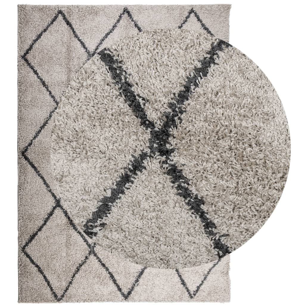 Tappeto Shaggy PAMPLONA Pelo Lungo Beige e Antracite 200x280 cm - homemem39