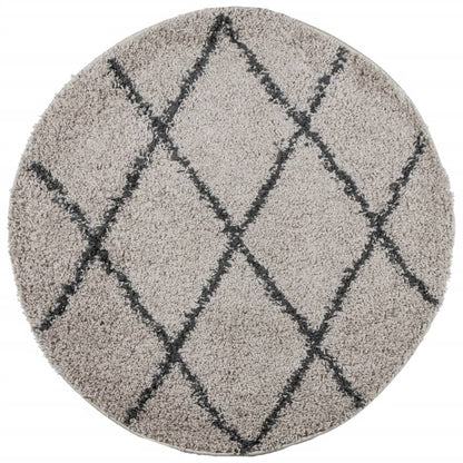 Tappeto Shaggy PAMPLONA a Pelo Lungo Beige e Antracite Ø 100 cm - homemem39