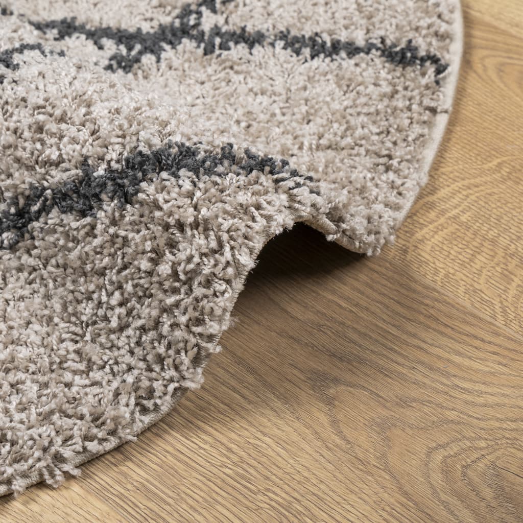 Tappeto Shaggy PAMPLONA a Pelo Lungo Beige e Antracite Ø 100 cm | homemem39