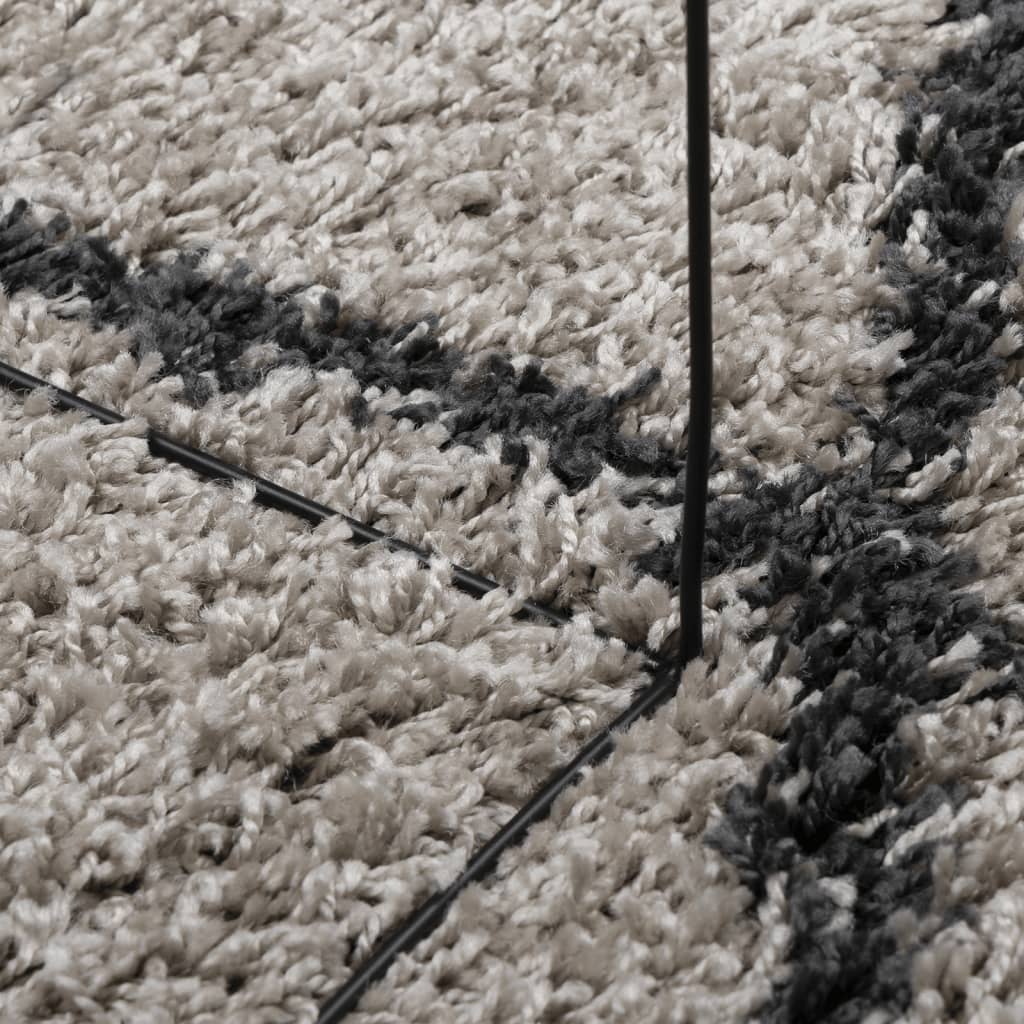 Tappeto Shaggy PAMPLONA a Pelo Lungo Beige e Antracite Ø 100 cm | homemem39