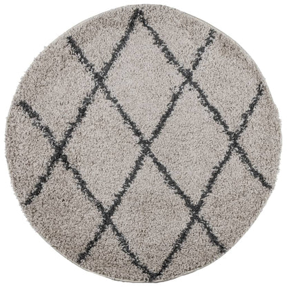 Tappeto Shaggy PAMPLONA a Pelo Lungo Beige e Antracite Ø 120 cm - homemem39